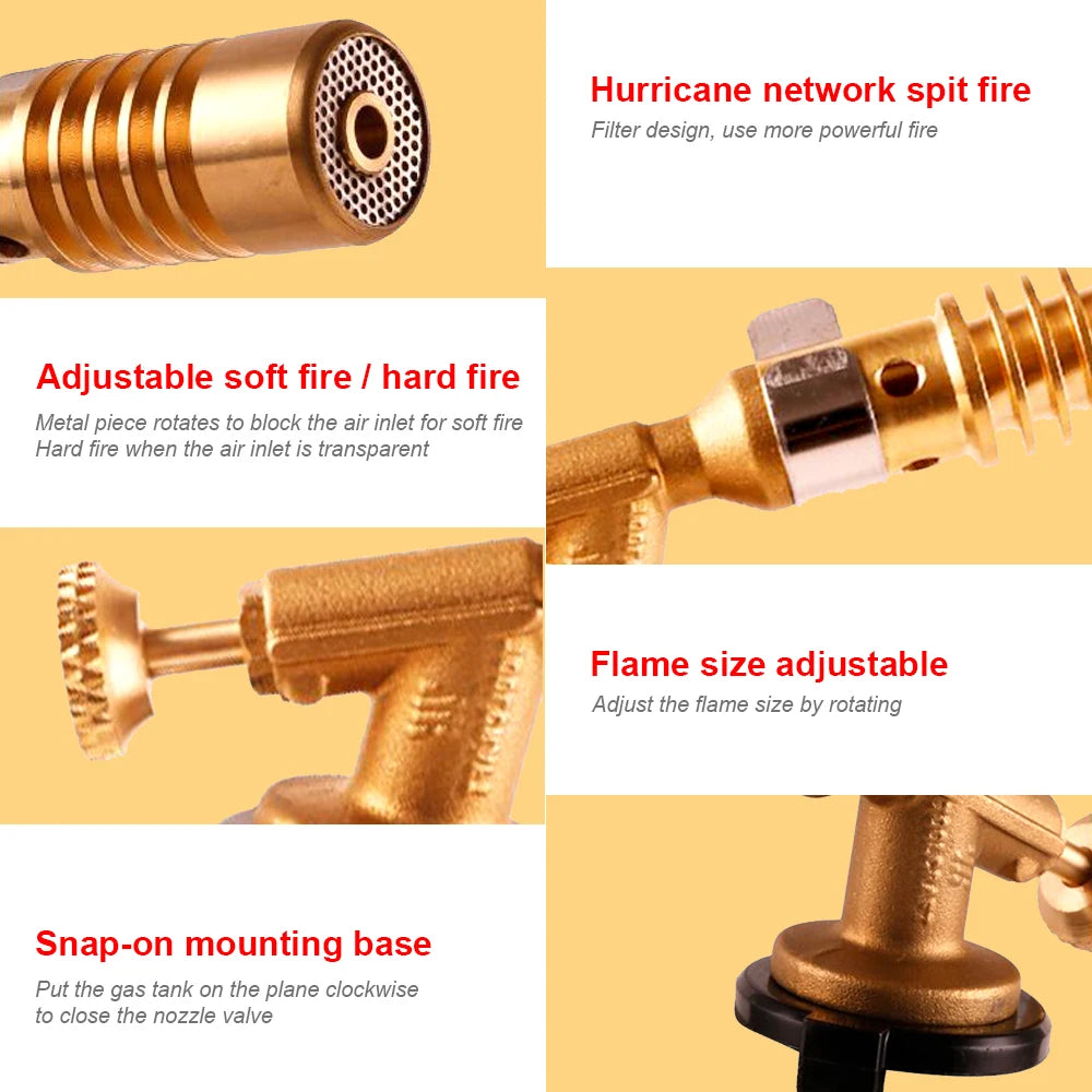 Portable Welding Torch Gas Burner Flame Gun High Temperature Brass Copper Gas Torch Brazing Solder Propane Welding Plumbing