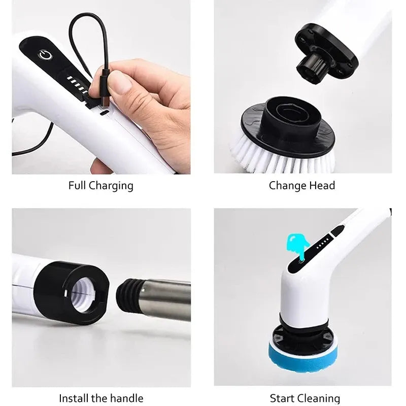 Electric Cleaning Brush USB Electric Spin Cleaning Scrubber Electric Cleaning Tools Kitchen Bathroom Cleaning Gadgets